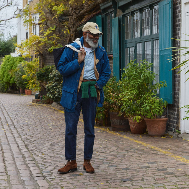 Viberg x Garmsville Brogue Navvy Boot™ in Parisian Brown Janus Suede - VIBERG