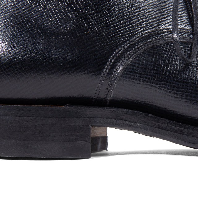 Navvy Cut Shoe - Black Alcazar Calf - VIBERG